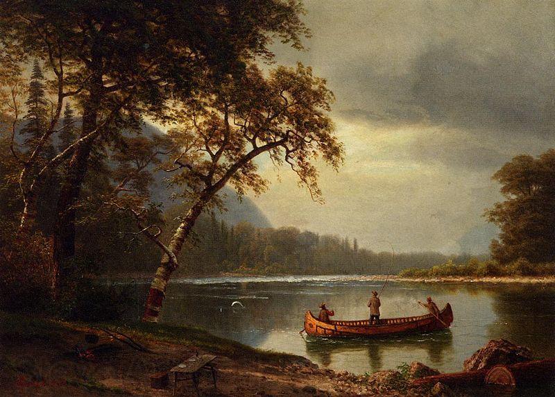 Albert Bierstadt Salmon Fishing on the Cascapediac River Norge oil painting art